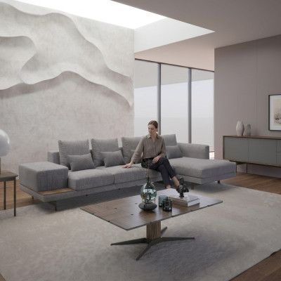 Ecksofa L-Form Grau Wohnzimmer Designer Polstermöbel Eck Möbel Neu
