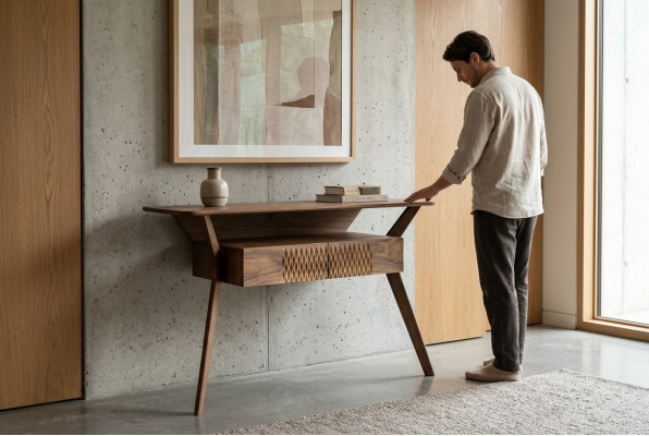 Wohnzimmer Luxus Konsolentisch Braun Holz Tisch Modern Design Konsole