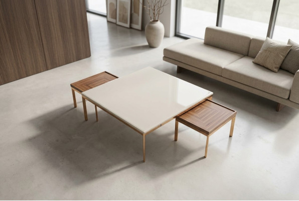 Wohnzimmer Set Komplett 3tlg Modern Neu Couchtisch mit 2x Beisteltisch