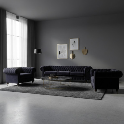 Luxus Sofagarnitur Wohnzimmer 3tlg Set Einrichtung Polstermöbel Chesterfield