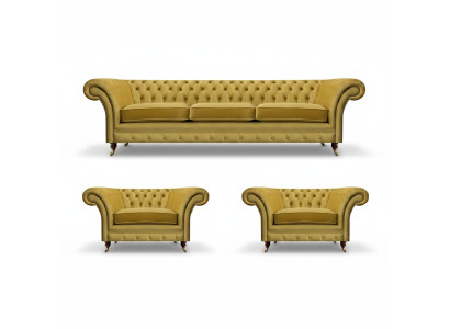 Gelb Sofagarnitur Wohnzimmer Komplett 3tlg Sofas Textil Sessel Neu Chesterfield