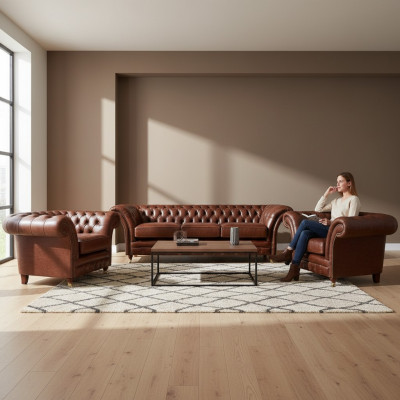 Leder Sofas Couch Polster Garnitur Sofagarnitur Moderne Couchen Chesterfield