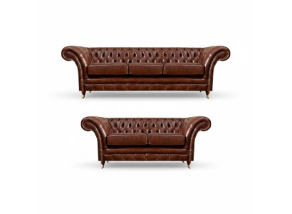Wohnzimmer Neu Garnitur Chesterfield Sofas Couch Dreisitzer mit Zweisitzer