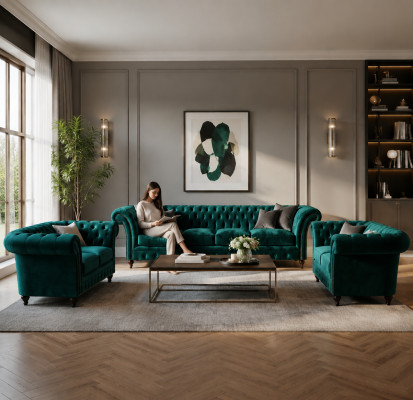 Luxus Set 3tlg Sofagarnitur Chesterfield Einrichtung Design Polstermöbel