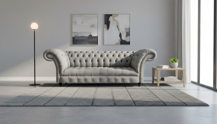 Wohnzimmer Dreisitzer Sofa Polstermöbel Chesterfield Couch Textil Neu