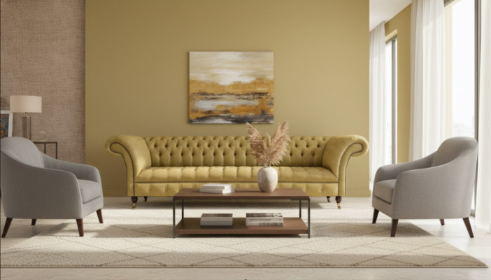 Luxus Sofa Viersitzer Couch Wohnzimmer Chesterfield Textil Polstermöbel