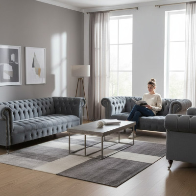 Wohnzimmer Chesterfield Möbel Sofagarnitur 3tlg Neu Luxus Einrichtung