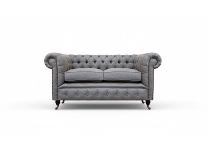 Design Sofa Polster Couch Grau Luxus Textil Zweisitzer Sofas Chesterfield