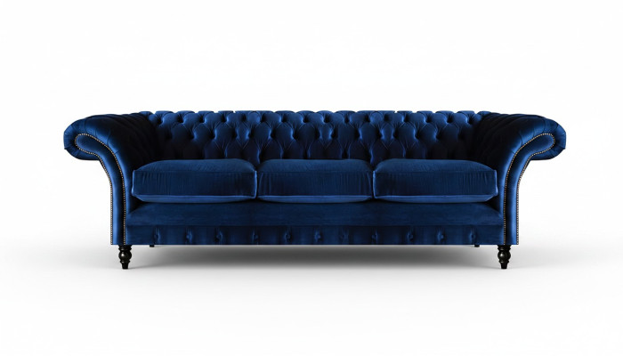 Chesterfield Luxus Sofa Dreisitzer Wohnzimmer Polster Stoff Textil Design Neu