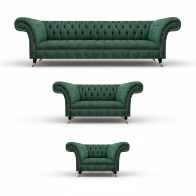 Luxus Sofas Grün Komplett Sofagarnitur Polstermöbel Wohnzimmer Couch Stoff