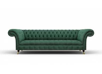 Polstermöbel Luxus Viersitzer Sofa Couch Grün Wohnzimmer Chesterfield