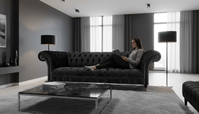 Wohnzimmer Chesterfield Viersitzer Sofa Couch Polstermöbel Einrichtung Neu