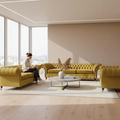Chesterfield Sofas Set Luxus Komplett Wohnzimmer Polstermöbel Einrichtung