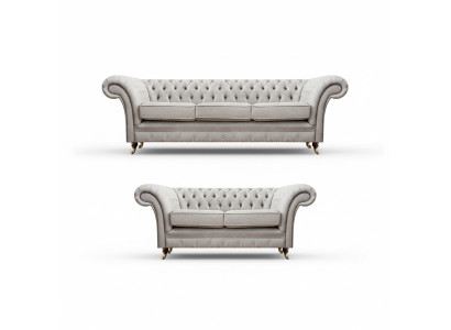 Luxus Set 2tlg Dreisitzer mit Zweisitzer Sofas Chesterfield Polstermöbel Sitz