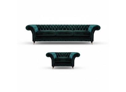 Luxus Komplett Wohnzimmer Sofa Couch Dreisitzer Neu Chesterfield Sessel