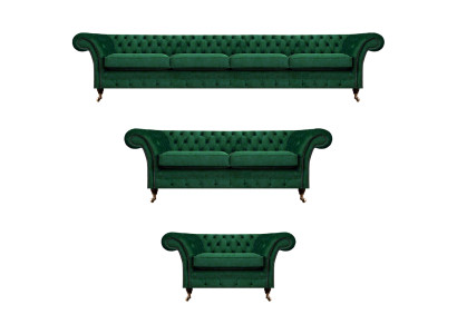 Polstermöbel Grün Sofas Chesterfield Sessel Wohnzimmer 4+2+1 Sofagarnitur