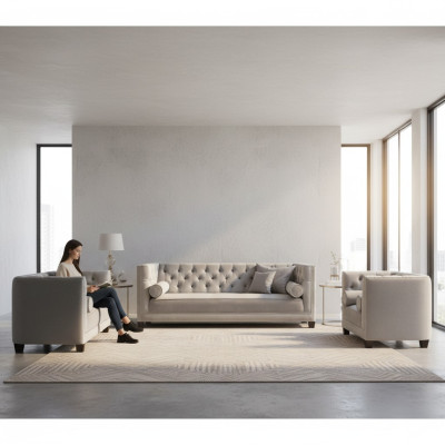 Wohnzimmer Garnitur Luxus Textil Sofagarnitur 3tlg Modern Designer 4+2+1