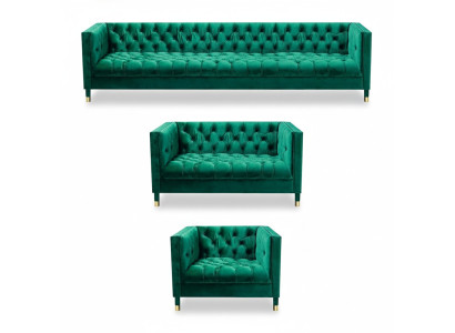 Chesterfield Garnitur Luxus Möbel Wohnzimmer Garnitur 3tlg Polster Stoff