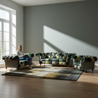 Chesterfield Wohnzimmer Modern Polstermöbel Sofagarnitur 3tlg 3+2+1