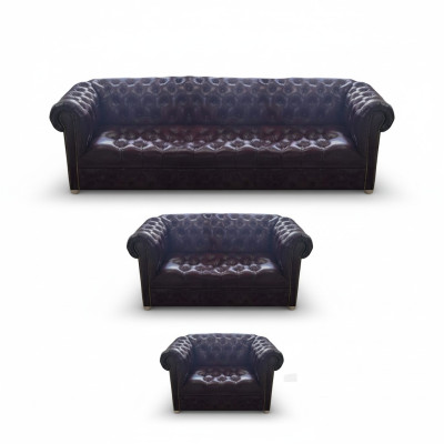 Neu Leder Komplett 3tlg Sofagarnitur Wohnzimmer Luxus Polstermöbel