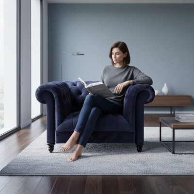 Neu Sessel Polstermöbel Sitz Polster Textil Wohnzimmer Einrichtung Chesterfield