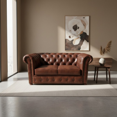 Möbel Polstermöbel Wohnzimmer Sofa Zweisitzer Couch Einrichtung Chesterfield