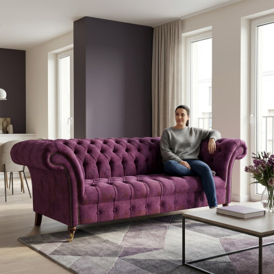 Sofa Dreisitze Couch Wohnzimmer Luxus Polstermöbel Sofas Möbel Chesterfield