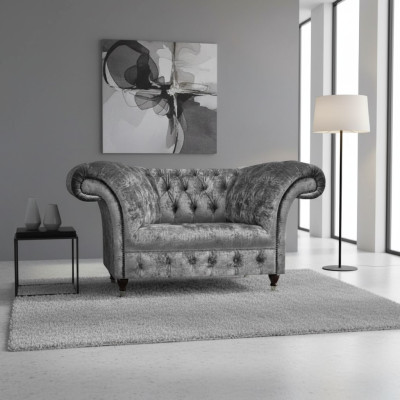 Neu Grau Sessel Luxus Textil Polstermöbel Modern Chesterfield Sitz Wohnzimmer