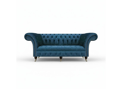 Blau Textil Chesterfield Dreisitze Sofa Couch Sitzmöbel Designer Modern Neu