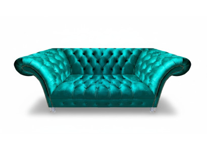 Wohnzimmer Polster Möbel Chesterfield Sofa Couch Zweisitzer Blau Neu Einrichtung