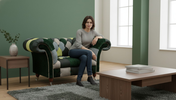 Textil Stoff Sessel Modern Einrichtung Sitzmöbel Polstersessel Chesterfield