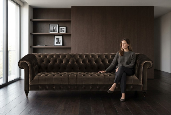 Chesterfield Wohnzimmer Couch Brauner Viersitzer Luxuriöse Sitzmöbel
