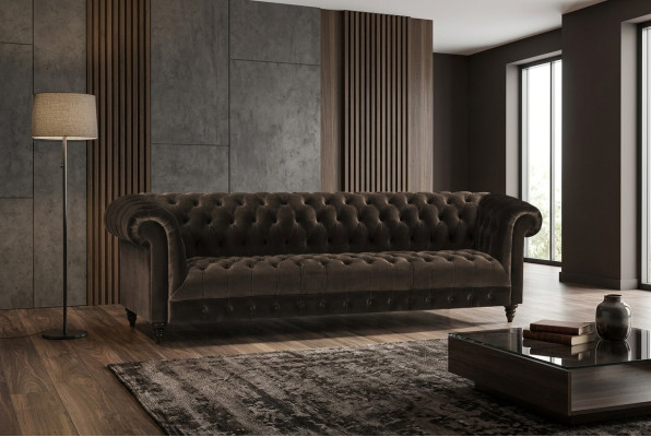 Chesterfield Wohnzimmer Couch Brauner Viersitzer Luxuriöse Sitzmöbel