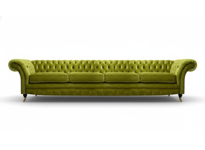 Olivengrüne Chesterfield Möbel Designer 4-Sitzer Couch Textil Sitzmöbel