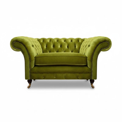 Olivengrüner Chesterfield Sessel Polstermöbel Designer Textil 1-Sitzer