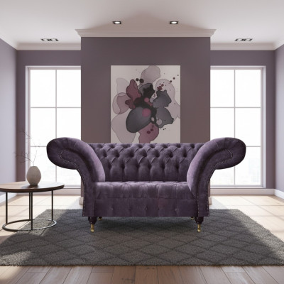 Lila Chesterfield Zweisitzer Moderne Wohnzimmer Polstercouch Edles Sofa