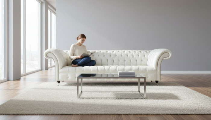 Weiße Chesterfield Sitzcouch Moderner Viersitzer Luxuriöse Sitzmöbel