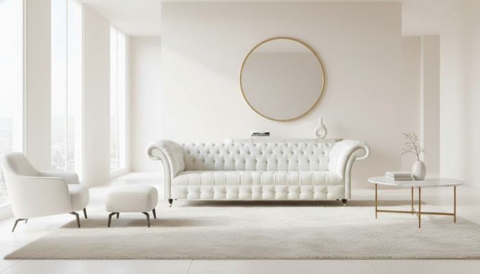 Weiße Chesterfield Sitzcouch Moderner Viersitzer Luxuriöse Sitzmöbel