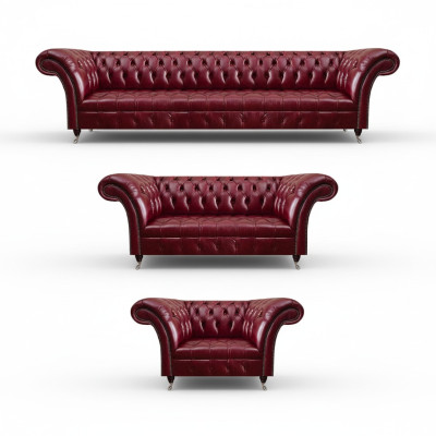 Dunkelrote Chesterfield Ledergarnitur Designer Ledersofas Sitzcouchen