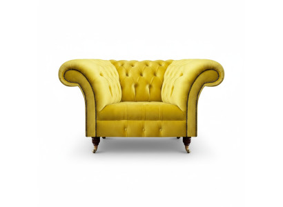 Luxuriöser Chesterfield Textilsessel Wohnzimmer Polster Einsitzer Sessel
