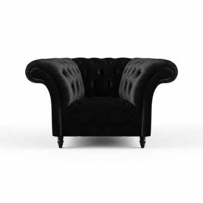 Chesterfield Schwarzer Lehnsessel Polstermöbel Wohnzimmer 1-Sitzer Neu