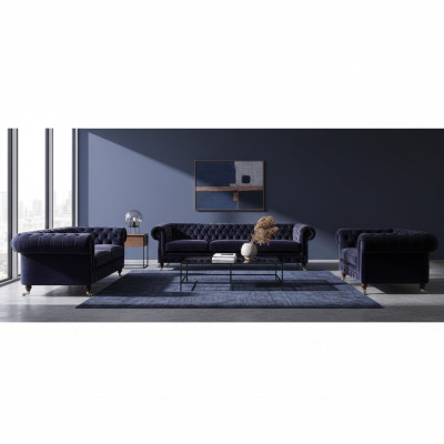 Luxuriöse Blaue Chesterfield Couchen Exklusiver 4-Sitzer Polstersessel