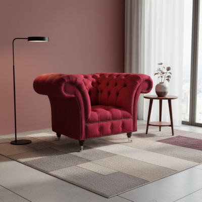 Chesterfield Sessel Rosa Designer Sitzmöbel Luxus Sitz Textil Wohnzimmer
