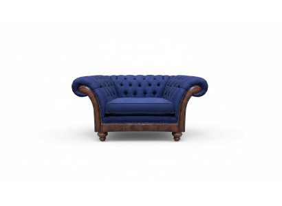 Luxuriöser Chesterfield Blauer Sessel Polstermöbel Designer Lehnsessel