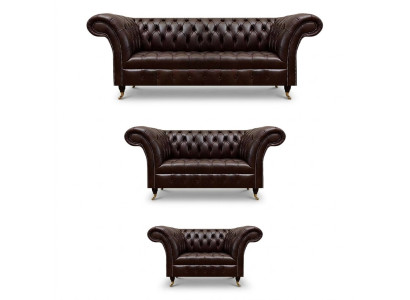 Luxuriöse Chesterfield Braune Ledergarnitur Wohnzimmer Polster Möbel