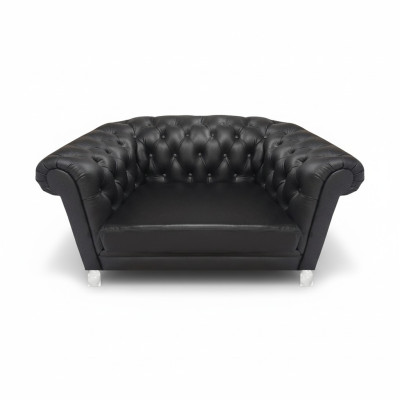 Moderner Schwarzer Chesterfield Sessel Wohnzimmer Lehnsessel 1-Sitzer