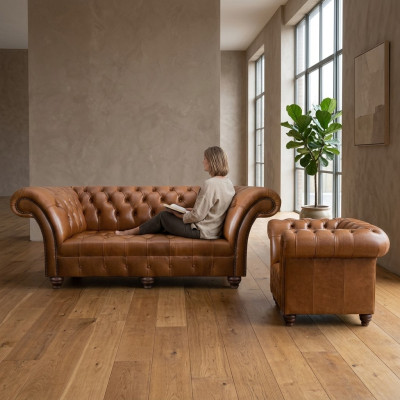 Luxuriöse Braune Leder Couchgarnitur Designer Sitzmöbel 3-Sitzer Couch