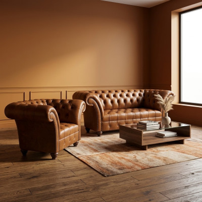 Luxuriöse Braune Leder Couchgarnitur Designer Sitzmöbel 3-Sitzer Couch
