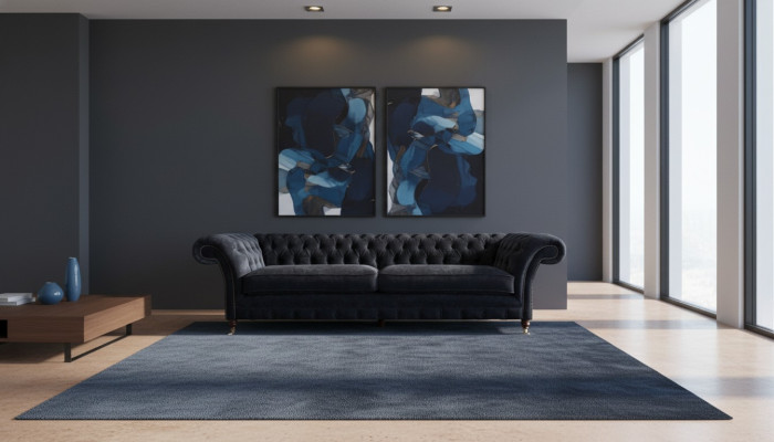 Luxuriöser Chesterfield Polster Zweisitzer Designer Stoffcouchen Möbel