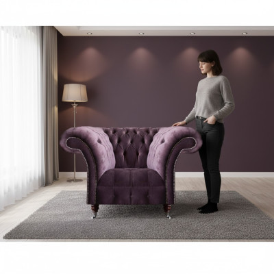 Luxuriöser Chesterfield Lila Sessel Wohnzimmer Einsitzer Moderne Möbel